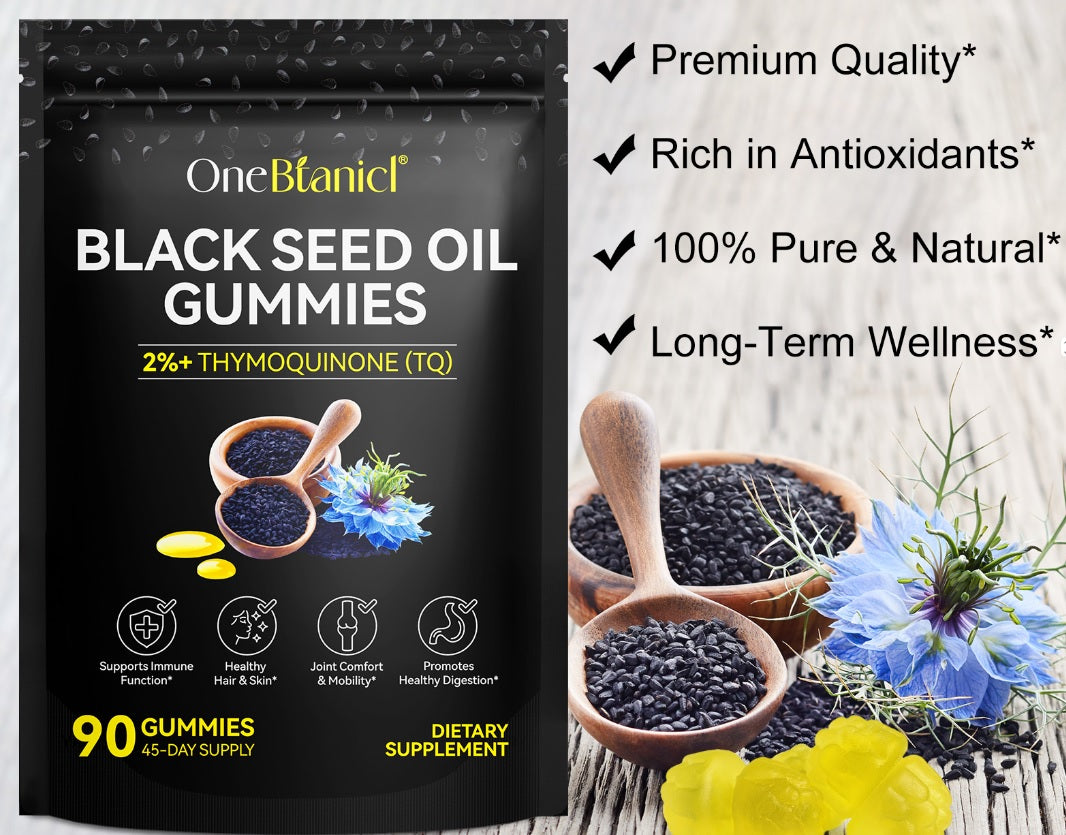 Vegan Black Seed Oil Gummies – Immune, Heart & Skin Support, Natural Nigella Sativa BSO