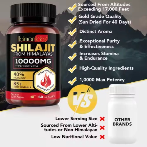 Shilajit-Harz reine Himalaya-Kapseln Gesundheit Shilajit- 10000 MG für echte Männer